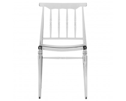 LeisureMod Spindle Transparent Modern Lucite Dining Chair - Clear