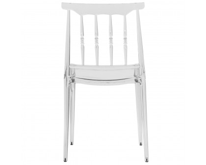 LeisureMod Spindle Transparent Modern Lucite Dining Chair - Clear