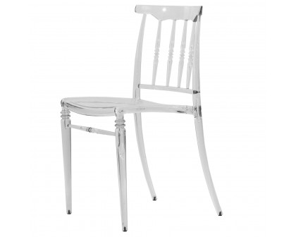 LeisureMod Spindle Transparent Modern Lucite Dining Chair - Clear