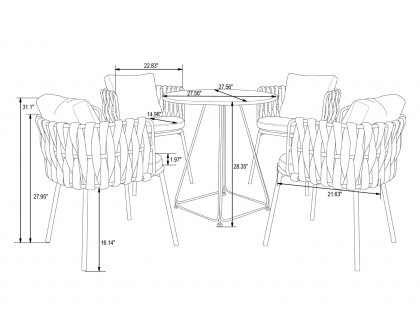 LeisureMod Spencer Modern Rope Outdoor Patio Dining Chair With Cushions - Brown