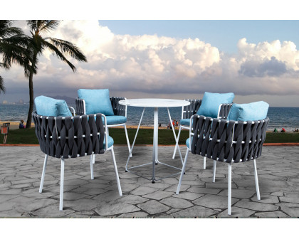 LeisureMod Spencer Modern Rope Outdoor Patio Dining Chair With Cushions - Gray