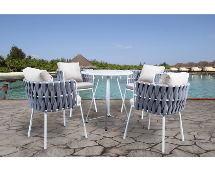 LeisureMod Spencer Modern Rope Outdoor Patio Dining Chair With Cushions - Light Gray