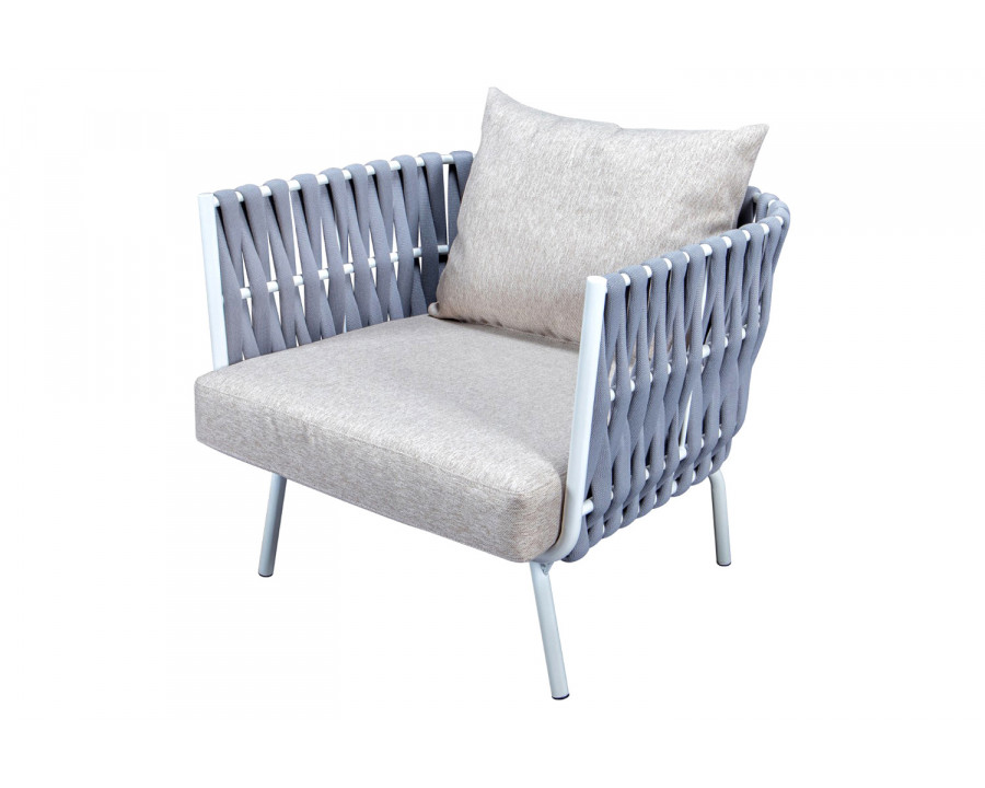 LeisureMod Spencer Modern Outdoor Rope Club Chair with Cushions - Light Gray