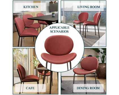 LeisureMod Servos Modern Upholstered Faux Leather Dining Side Chair - Bordeaux