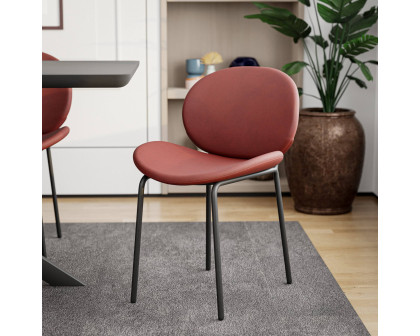 LeisureMod Servos Modern Upholstered Faux Leather Dining Side Chair - Bordeaux