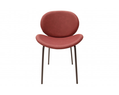 LeisureMod Servos Modern Upholstered Faux Leather Dining Side Chair - Bordeaux