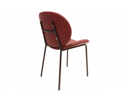 LeisureMod Servos Modern Upholstered Faux Leather Dining Side Chair - Bordeaux