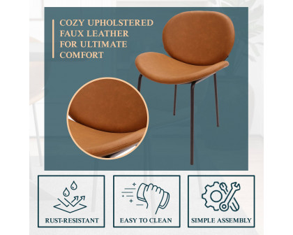 LeisureMod Servos Modern Upholstered Faux Leather Dining Side Chair - Dark Brown