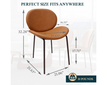 LeisureMod Servos Modern Upholstered Faux Leather Dining Side Chair - Dark Brown