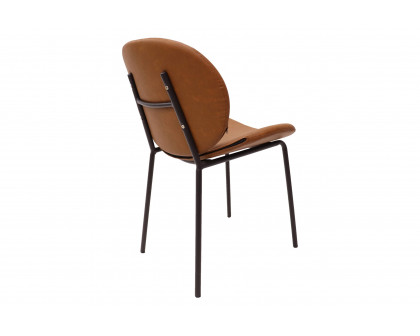 LeisureMod Servos Modern Upholstered Faux Leather Dining Side Chair - Dark Brown