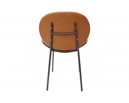 LeisureMod Servos Modern Upholstered Faux Leather Dining Side Chair - Dark Brown