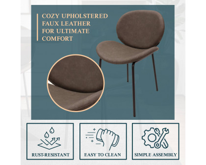 LeisureMod Servos Modern Upholstered Faux Leather Dining Side Chair - Elephant Gray