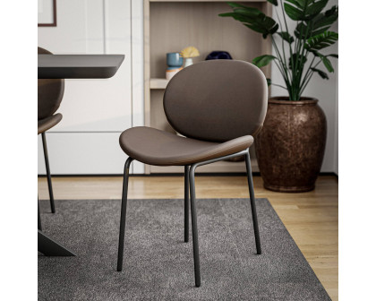 LeisureMod Servos Modern Upholstered Faux Leather Dining Side Chair - Elephant Gray