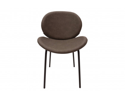 LeisureMod Servos Modern Upholstered Faux Leather Dining Side Chair - Elephant Gray