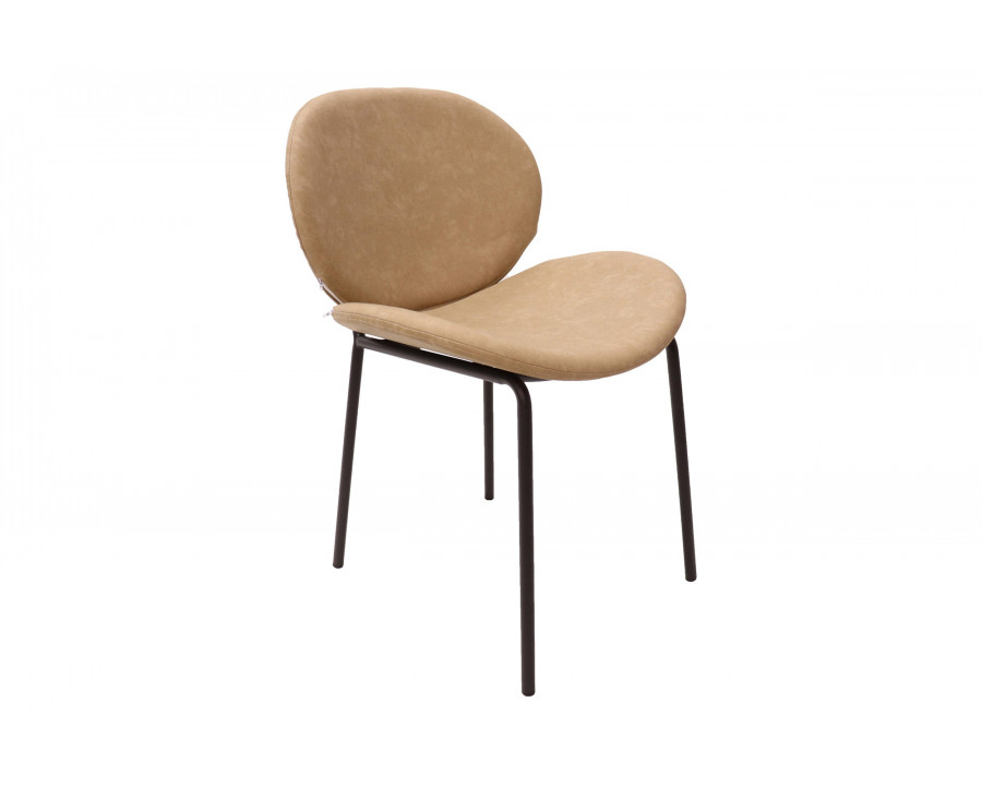 LeisureMod Servos Modern Upholstered Faux Leather Dining Side Chair - Sand Brown