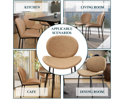 LeisureMod Servos Modern Upholstered Faux Leather Dining Side Chair - Sand Brown