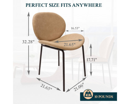 LeisureMod Servos Modern Upholstered Faux Leather Dining Side Chair - Sand Brown