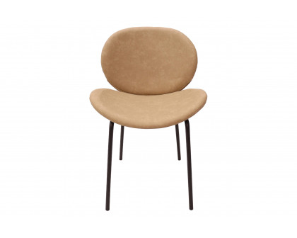 LeisureMod Servos Modern Upholstered Faux Leather Dining Side Chair - Sand Brown