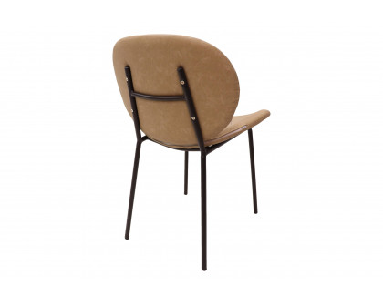 LeisureMod Servos Modern Upholstered Faux Leather Dining Side Chair - Sand Brown