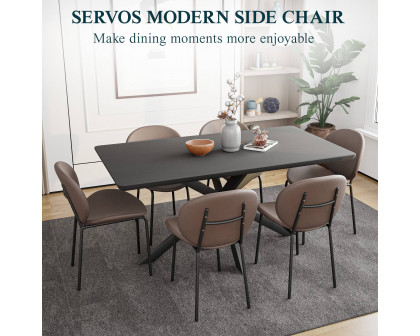 LeisureMod Servos Modern Upholstered Faux Leather Dining Side Chair - Light Gray