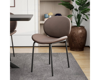 LeisureMod Servos Modern Upholstered Faux Leather Dining Side Chair - Light Gray