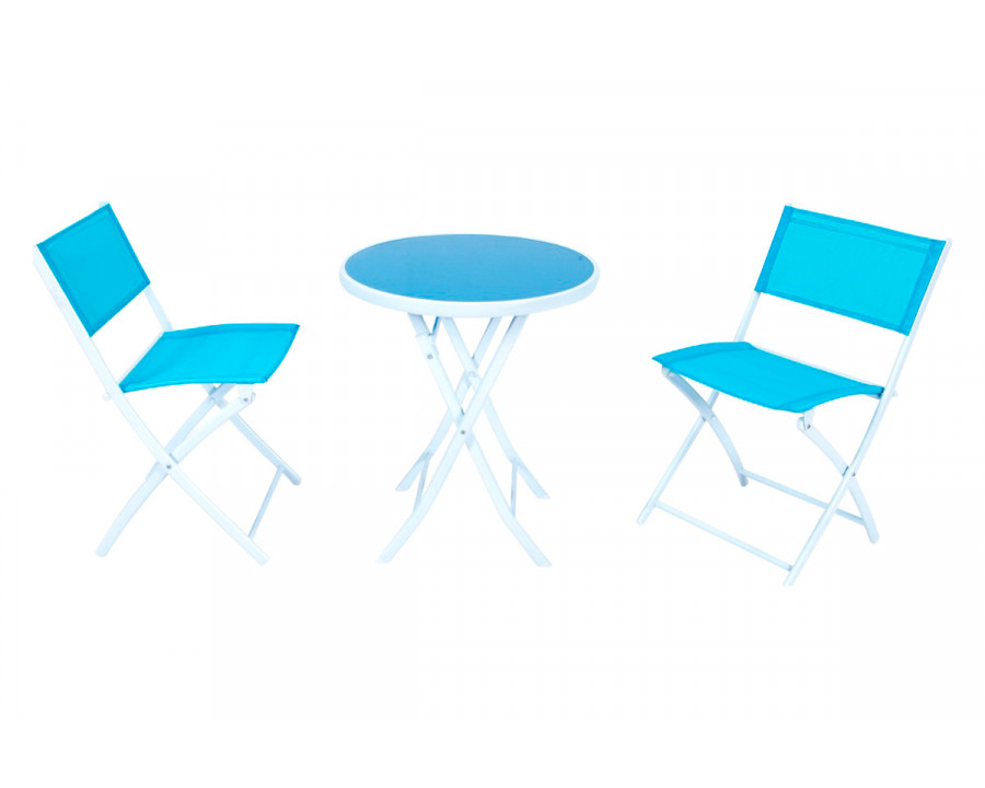 LeisureMod Sling Modern Bistro Dining Set - Blue