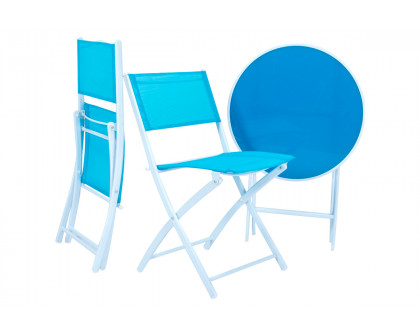 LeisureMod Sling Modern Bistro Dining Set - Blue