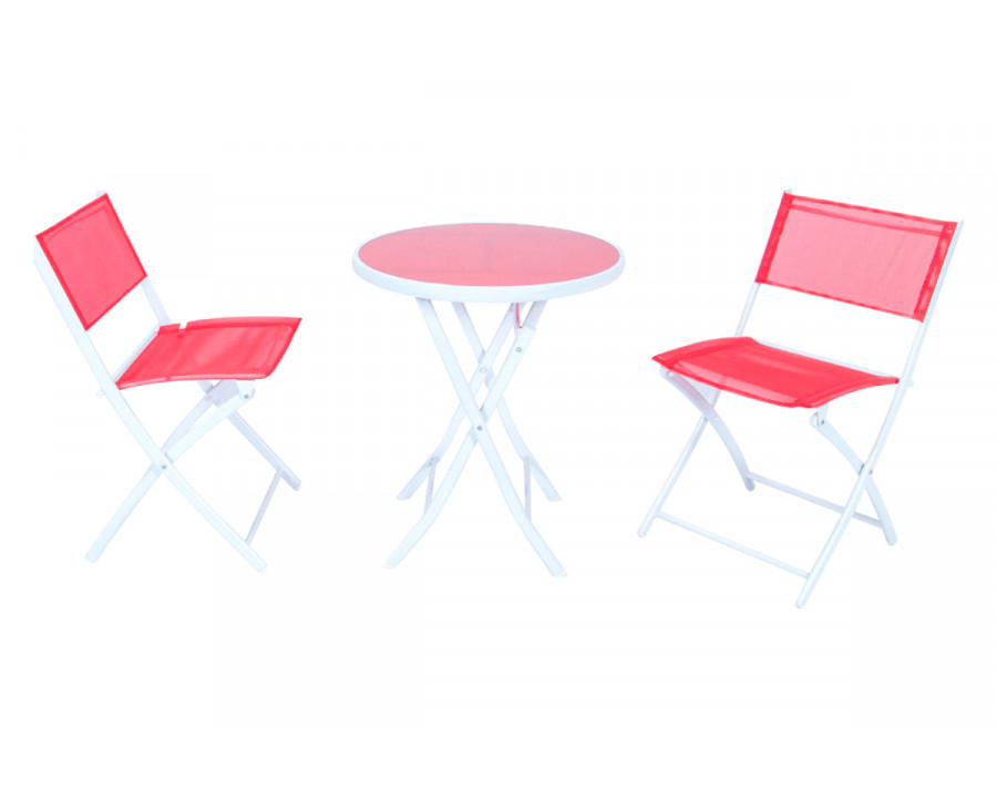 LeisureMod Sling Modern Bistro Dining Set - Red