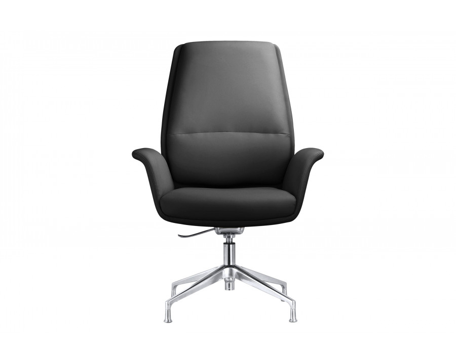 LeisureMod Summit Modern Office Chair in Faux Leather and Aluminum Frame with Adjustable Height and Swivel