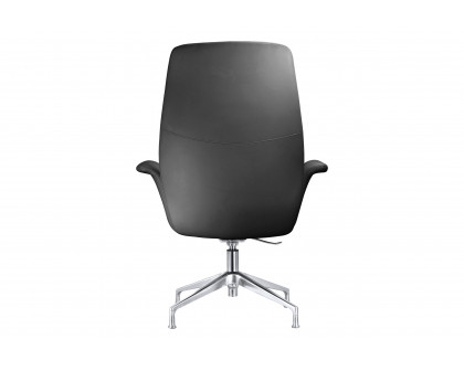 LeisureMod Summit Modern Office Chair in Faux Leather and Aluminum Frame with Adjustable Height and Swivel - Black