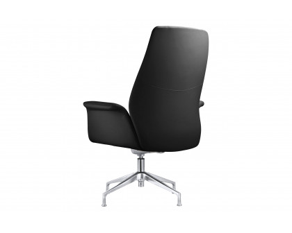 LeisureMod Summit Modern Office Chair in Faux Leather and Aluminum Frame with Adjustable Height and Swivel - Black