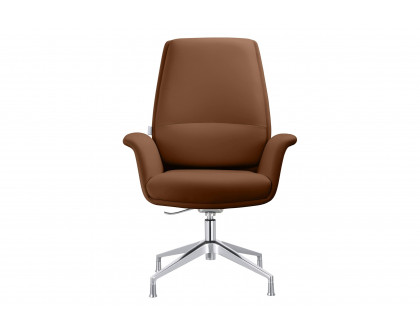 LeisureMod Summit Modern Office Chair in Faux Leather and Aluminum Frame with Adjustable Height and Swivel