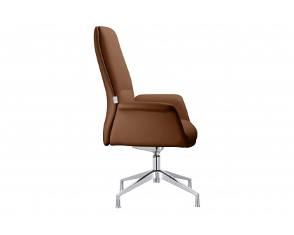 LeisureMod Summit Modern Office Chair in Faux Leather and Aluminum Frame with Adjustable Height and Swivel - Dark Brown