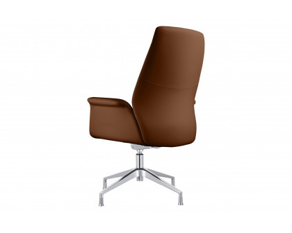 LeisureMod Summit Modern Office Chair in Faux Leather and Aluminum Frame with Adjustable Height and Swivel - Dark Brown