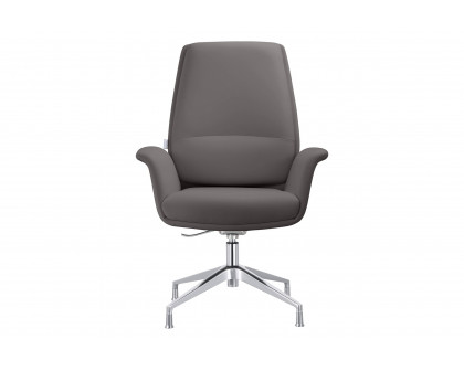 LeisureMod Summit Modern Office Chair in Faux Leather and Aluminum Frame with Adjustable Height and Swivel