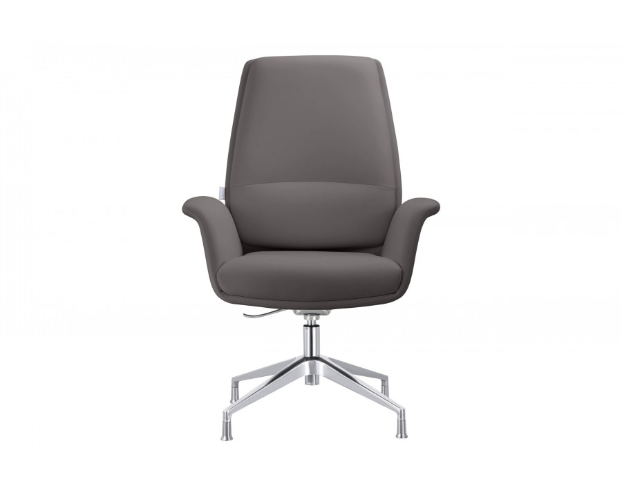 LeisureMod Summit Modern Office Chair in Faux Leather and Aluminum Frame with Adjustable Height and Swivel - Gray