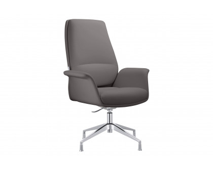 LeisureMod Summit Modern Office Chair in Faux Leather and Aluminum Frame with Adjustable Height and Swivel - Gray