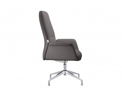 LeisureMod Summit Modern Office Chair in Faux Leather and Aluminum Frame with Adjustable Height and Swivel - Gray