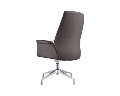 LeisureMod Summit Modern Office Chair in Faux Leather and Aluminum Frame with Adjustable Height and Swivel - Gray