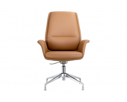 LeisureMod Summit Modern Office Chair in Faux Leather and Aluminum Frame with Adjustable Height and Swivel