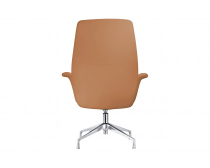 LeisureMod Summit Modern Office Chair in Faux Leather and Aluminum Frame with Adjustable Height and Swivel - Acorn Brown