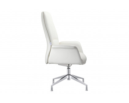 LeisureMod Summit Modern Office Chair in Faux Leather and Aluminum Frame with Adjustable Height and Swivel - White