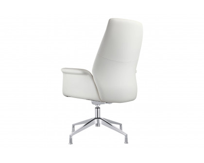 LeisureMod Summit Modern Office Chair in Faux Leather and Aluminum Frame with Adjustable Height and Swivel - White