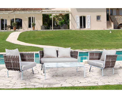 LeisureMod Spencer Modern Outdoor Rope Loveseat with Cushions