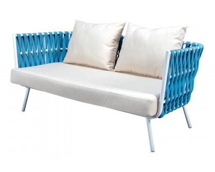 LeisureMod Spencer Modern Outdoor Rope Loveseat with Cushions