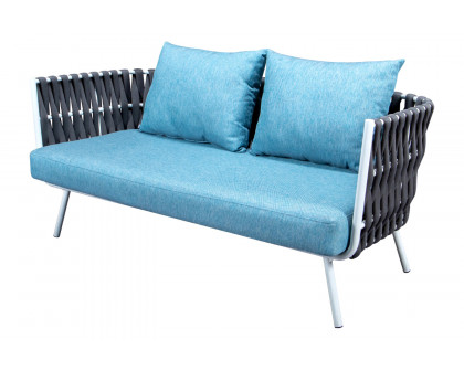 LeisureMod Spencer Modern Outdoor Rope Loveseat with Cushions