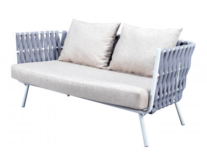 LeisureMod Spencer Modern Outdoor Rope Loveseat with Cushions