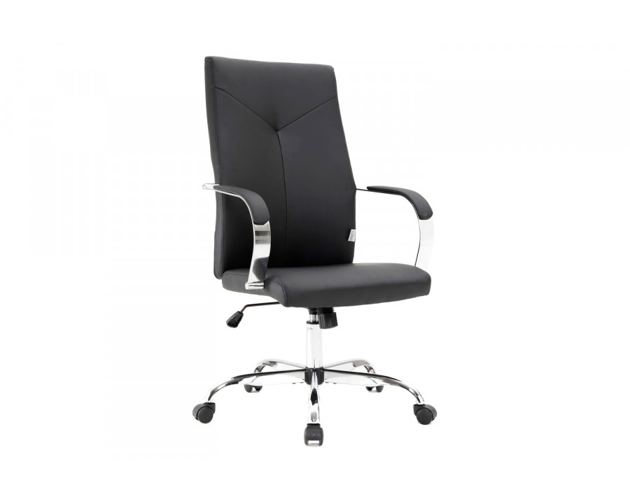 LeisureMod Sonora Modern High-Back Leather Office Chair - Black