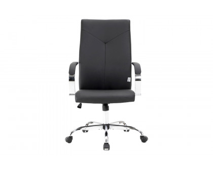 LeisureMod Sonora Modern High-Back Leather Office Chair - Black