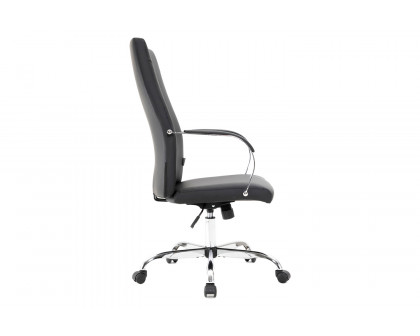 LeisureMod Sonora Modern High-Back Leather Office Chair - Black